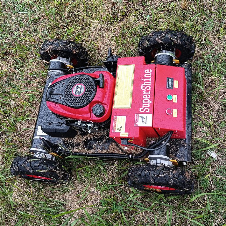 gasoline engine self-powered dynamo small size light weight wireless mower with tracks