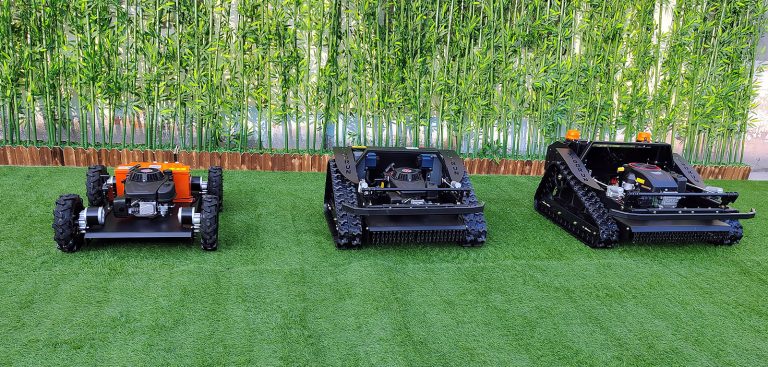 600mm cutting width battery operated adjustable blade height by remote control remote control grass cutter lawn mower