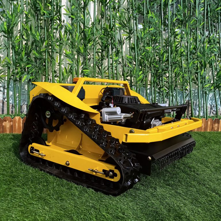 RC rubber track grass cutter made by Vigorun Tech, Vigorun remote controlled crawler weed cutter for sale