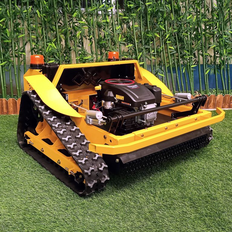 remote control caterpillar mowing machine made by Vigorun Tech, Vigorun cordless wheeled mower for sale