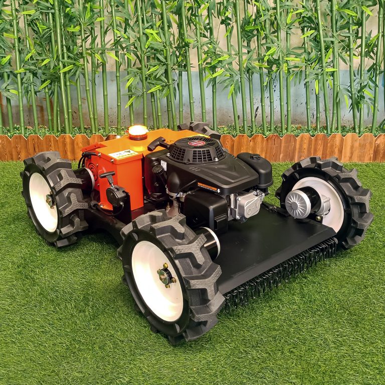 remote controlled wheeled grass trimmer made by Vigorun Tech, Vigorun wireless radio control track tank lawn mower for sale