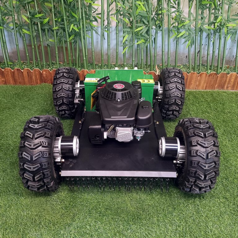 remote operated wheeled lawnmower made by Vigorun Tech, Vigorun radio controlled track weed cutter for sale