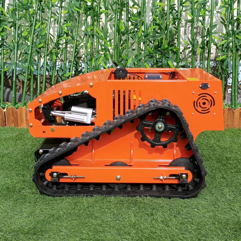 remotely controlled track-mounted weed trimmer made by Vigorun Tech, Vigorun wireless crawler lawnmower for sale