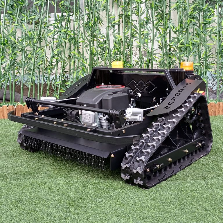 cordless track-mounted weed reaper made by Vigorun Tech, Vigorun wireless caterpillar lawn cutter machine for sale