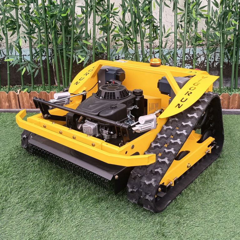 remote control crawler grass trimmer made by Vigorun Tech, Vigorun cordless caterpillar grass trimmer for sale