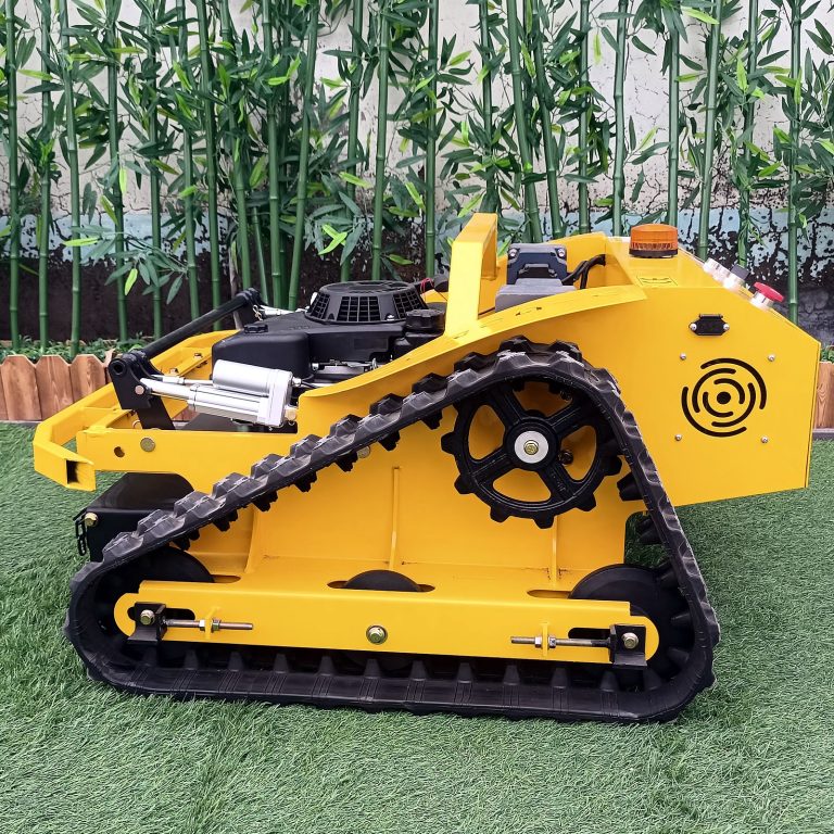 remote controlled rubber track weed reaper made by Vigorun Tech, Vigorun radio controlled wheeled weed eater for sale