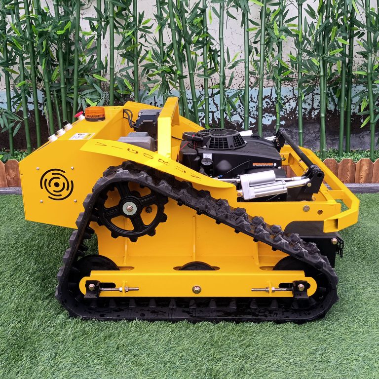 wireless radio control rubber track tank lawnmower made by Vigorun Tech, Vigorun remote controlled caterpillar grass trimmer for sale