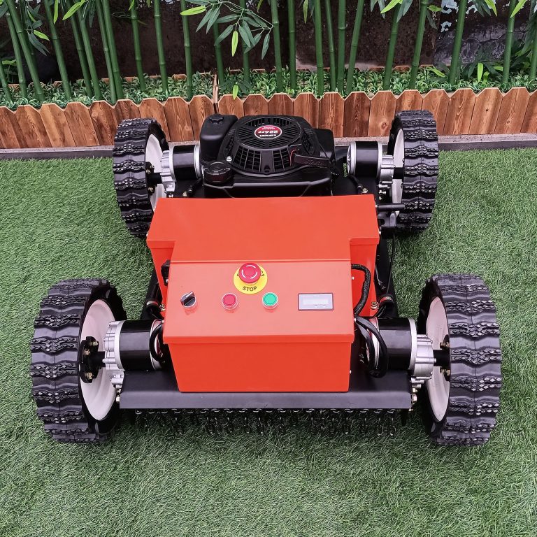 radio controlled tracked lawn mower trimmer made by Vigorun Tech, Vigorun remote control wheeled lawn cutter machine for sale