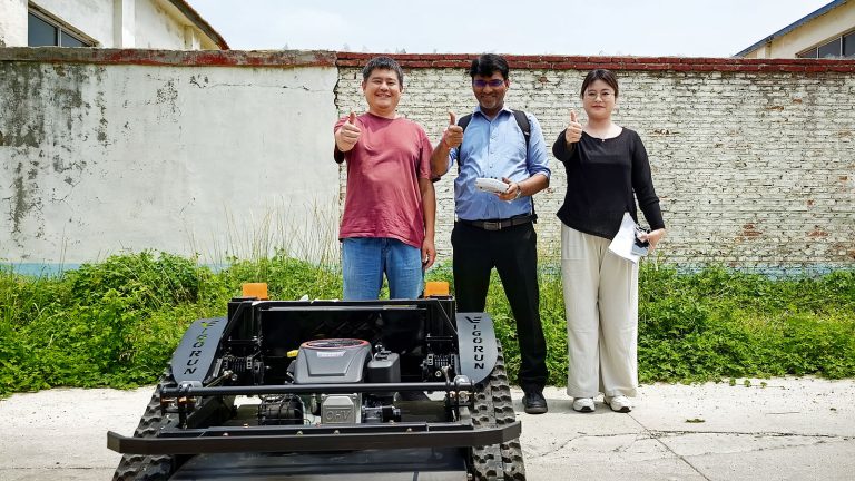 where to buy China remote controlled track-mounted grass cutting machine