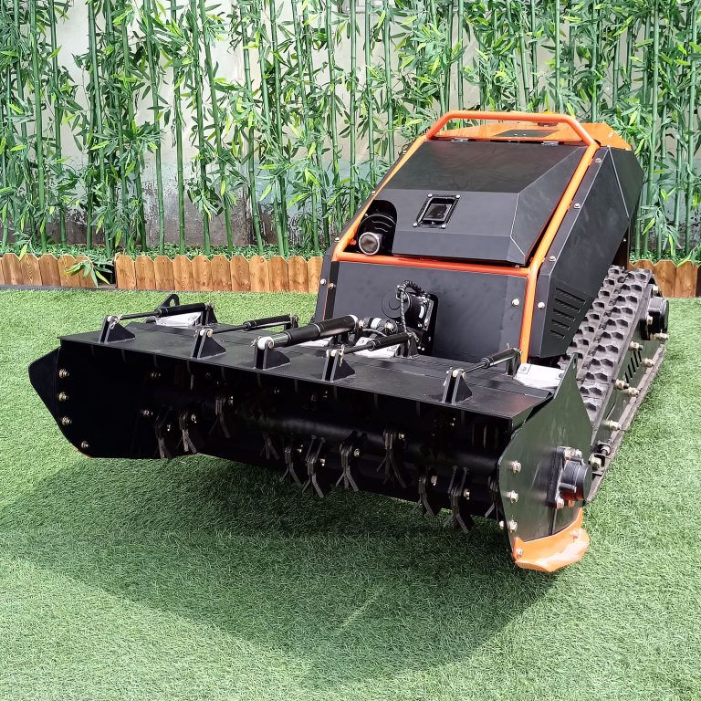 remote control crawler slasher mower made by Vigorun Tech, Vigorun cordless rubber track lawn trimmer for sale